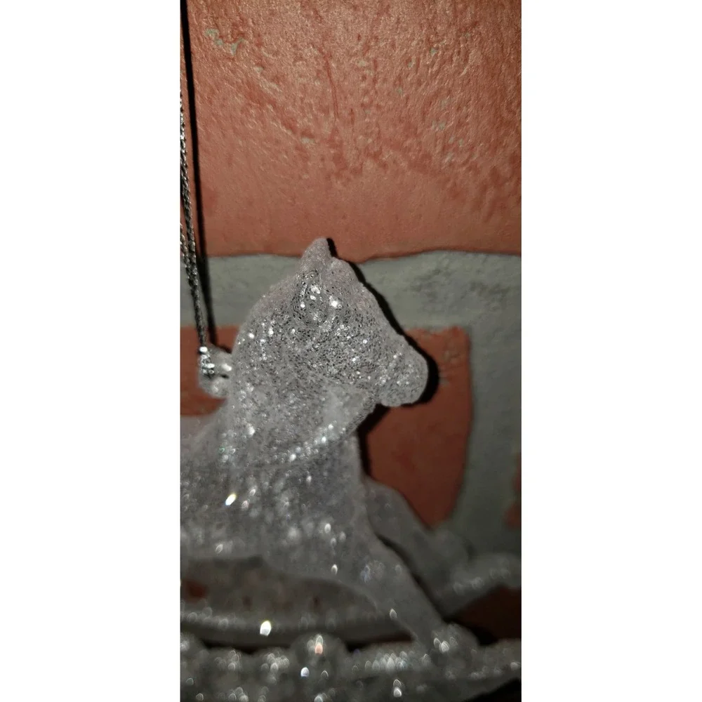 Plastic Glitter Rocking‎ Horse Ornament